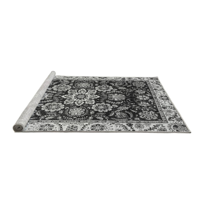 Sideview of Machine Washable Abstract Gray Modern Rug, wshabs3118gry