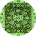 Round Abstract Green Modern Rug, abs3118grn