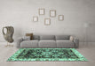 Machine Washable Abstract Turquoise Modern Area Rugs in a Living Room,, wshabs3118turq