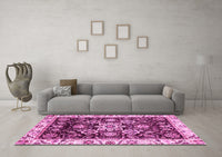 Machine Washable Abstract Pink Modern Rug, wshabs3118pnk