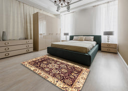 Abstract Red Modern Rug in a Bedroom, abs3118