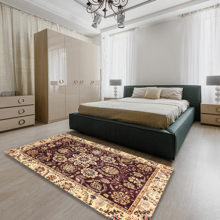 Abstract Red Modern Rug in a Bedroom, abs3118