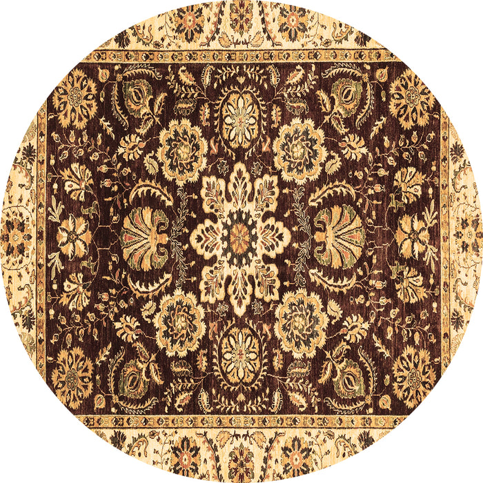 Round Abstract Brown Modern Rug, abs3118brn