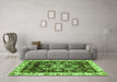 Machine Washable Abstract Green Modern Area Rugs in a Living Room,, wshabs3118grn