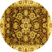 Round Abstract Yellow Modern Rug, abs3118yw