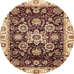 Round Abstract Red Modern Rug, abs3118