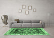 Machine Washable Abstract Emerald Green Modern Area Rugs in a Living Room,, wshabs3118emgrn