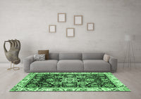 Machine Washable Abstract Emerald Green Modern Rug, wshabs3118emgrn