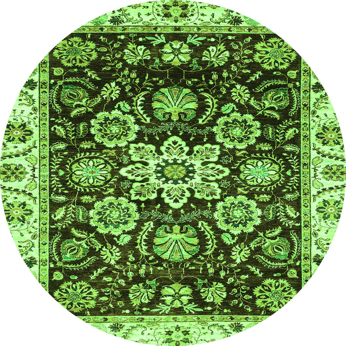 Round Machine Washable Abstract Green Modern Area Rugs, wshabs3118grn