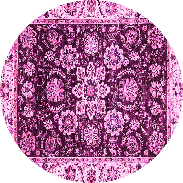 Round Abstract Pink Modern Rug, abs3118pnk