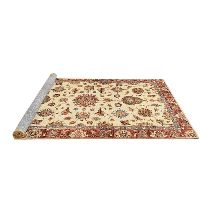 Sideview of Machine Washable Abstract Red Rug, wshabs3119