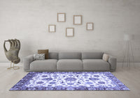 Machine Washable Abstract Blue Modern Rug, wshabs3119blu