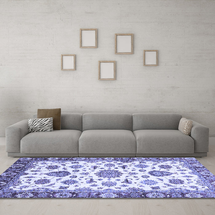 Machine Washable Abstract Blue Modern Rug in a Living Room, wshabs3119blu