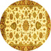 Round Abstract Yellow Modern Rug, abs3119yw