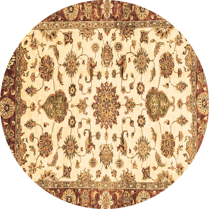 Round Abstract Brown Modern Rug, abs3119brn