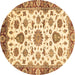 Round Abstract Brown Modern Rug, abs3119brn