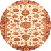 Round Machine Washable Abstract Orange Modern Area Rugs, wshabs3119org