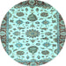 Round Machine Washable Abstract Light Blue Modern Rug, wshabs3119lblu