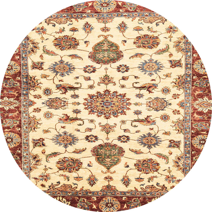 Round Machine Washable Abstract Red Rug, wshabs3119