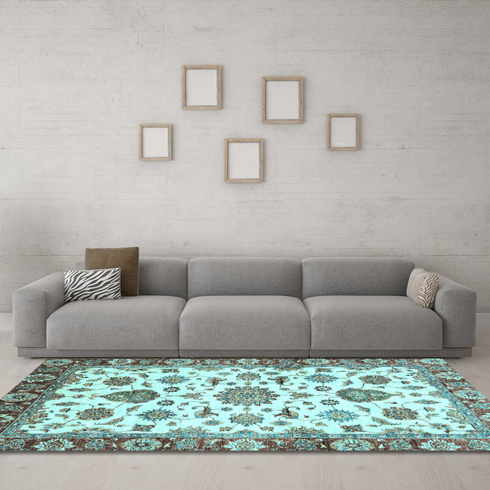 Machine Washable Abstract Light Blue Modern Rug in a Living Room, wshabs3119lblu