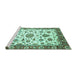 Sideview of Machine Washable Abstract Turquoise Modern Area Rugs, wshabs3119turq