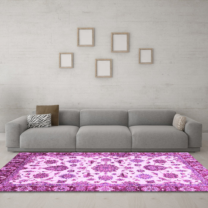 Machine Washable Abstract Purple Modern Area Rugs in a Living Room, wshabs3119pur