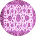 Round Machine Washable Abstract Purple Modern Area Rugs, wshabs3119pur