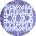 Round Machine Washable Abstract Blue Modern Rug, wshabs3119blu