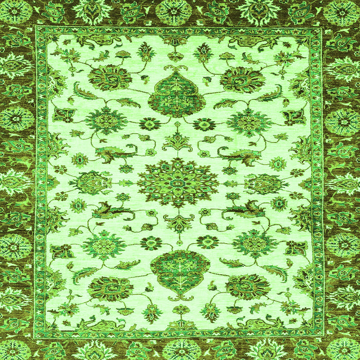 Square Machine Washable Abstract Green Modern Area Rugs, wshabs3119grn