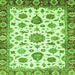 Square Machine Washable Abstract Green Modern Area Rugs, wshabs3119grn