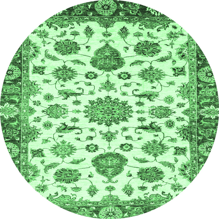 Round Abstract Emerald Green Modern Rug, abs3119emgrn