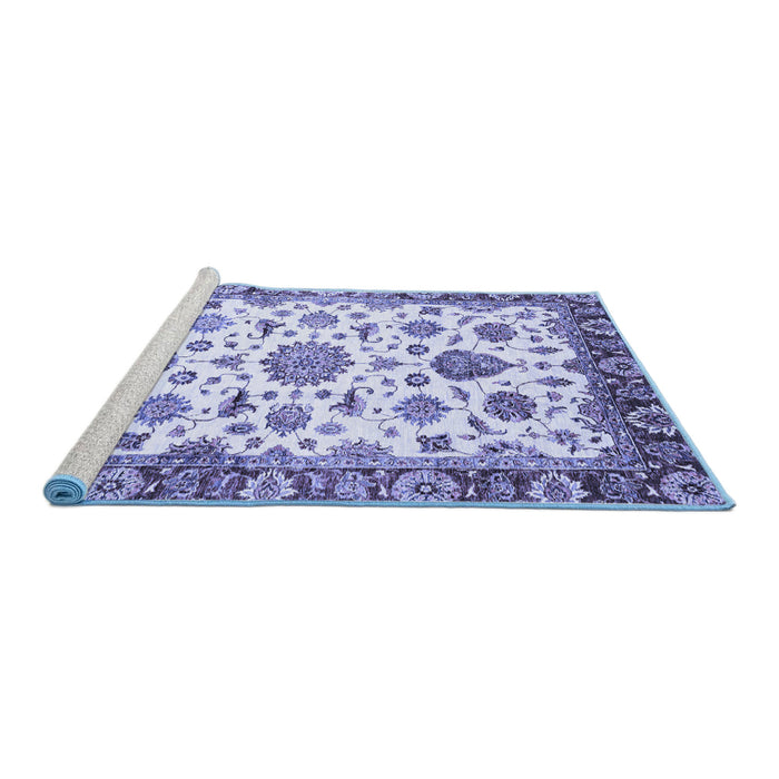 Sideview of Machine Washable Abstract Blue Modern Rug, wshabs3119blu