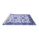 Sideview of Machine Washable Abstract Blue Modern Rug, wshabs3119blu