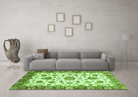 Machine Washable Abstract Green Modern Rug, wshabs3119grn