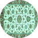 Round Abstract Turquoise Modern Rug, abs3119turq