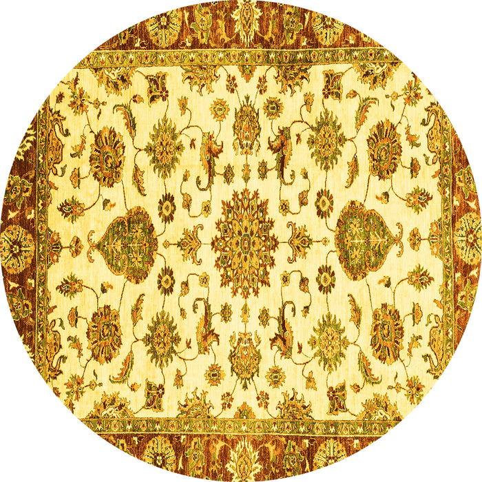 Round Machine Washable Abstract Yellow Modern Rug, wshabs3119yw