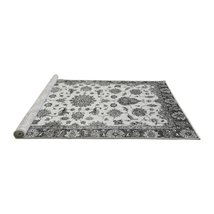 Sideview of Machine Washable Abstract Gray Modern Rug, wshabs3119gry