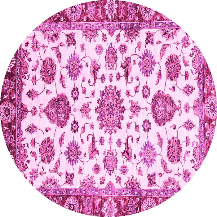 Round Machine Washable Abstract Pink Modern Rug, wshabs3119pnk