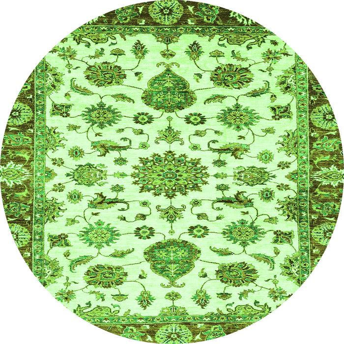 Round Machine Washable Abstract Green Modern Area Rugs, wshabs3119grn
