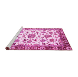 Sideview of Machine Washable Abstract Pink Modern Rug, wshabs3119pnk