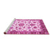 Sideview of Machine Washable Abstract Pink Modern Rug, wshabs3119pnk