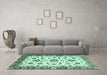 Machine Washable Abstract Turquoise Modern Area Rugs in a Living Room,, wshabs3119turq