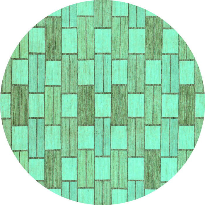 Round Machine Washable Abstract Turquoise Modern Area Rugs, wshabs311turq