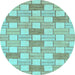 Round Abstract Light Blue Modern Rug, abs311lblu