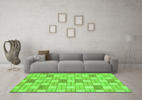 Machine Washable Abstract Green Modern Rug, wshabs311grn