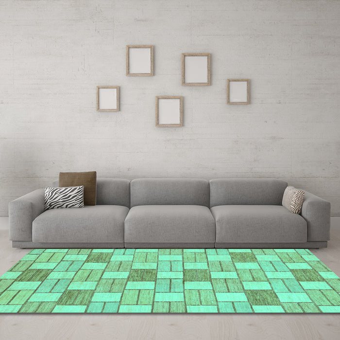 Machine Washable Abstract Turquoise Modern Area Rugs in a Living Room,, wshabs311turq