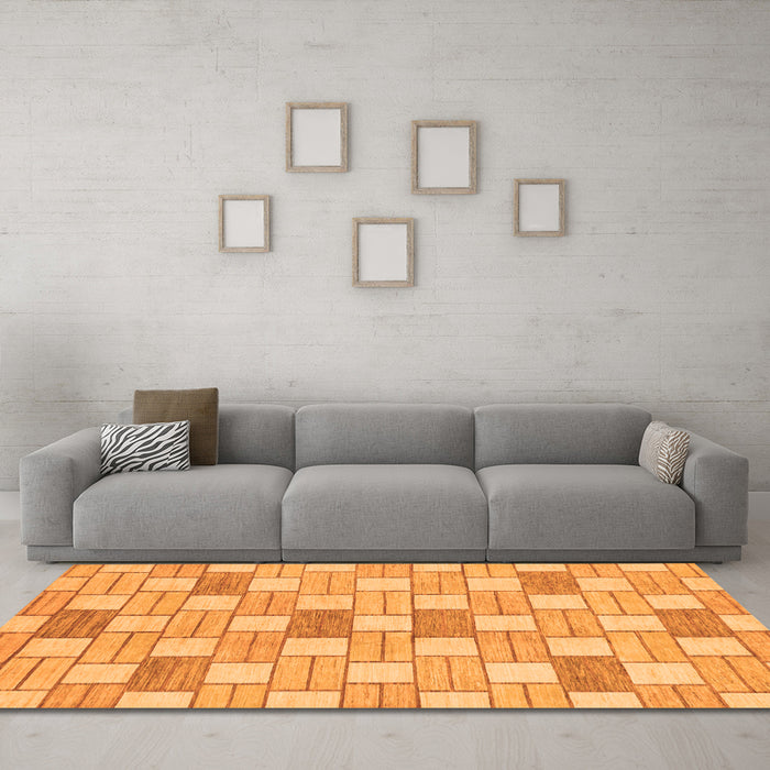 Machine Washable Abstract Orange Modern Area Rugs in a Living Room, wshabs311org