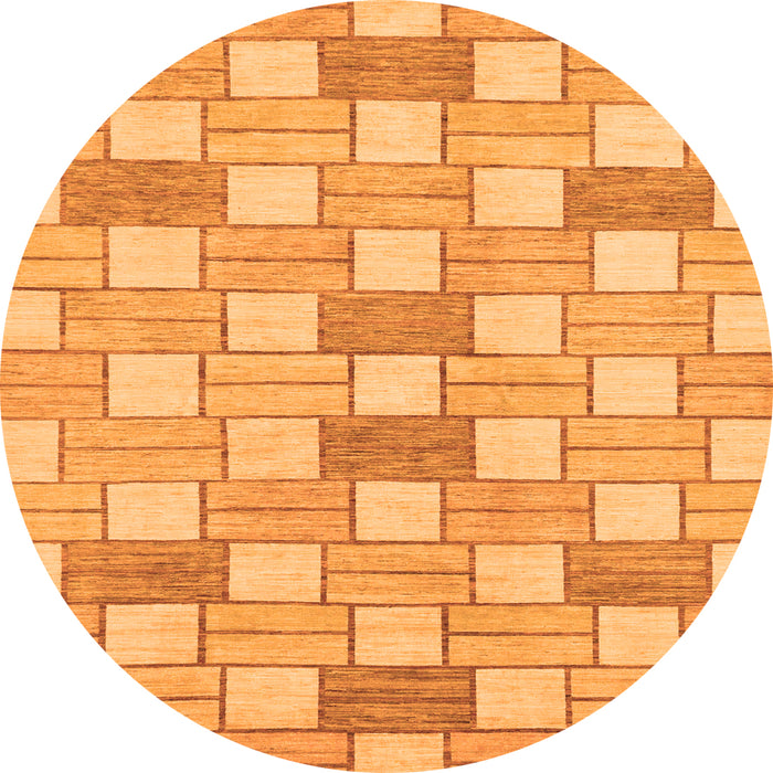 Round Machine Washable Abstract Orange Modern Area Rugs, wshabs311org