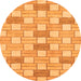 Round Machine Washable Abstract Orange Modern Area Rugs, wshabs311org