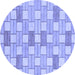 Round Abstract Blue Modern Rug, abs311blu